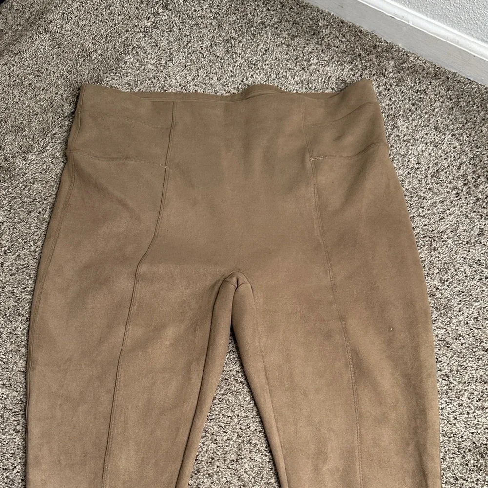Spanx faux suede pull on Tan High-Waisted Leggings size 3x